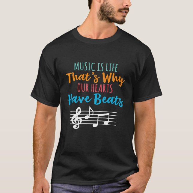 Musik ist Leben Unsere Herzen haben Beats Piano Lo T-Shirt (Vorderseite)