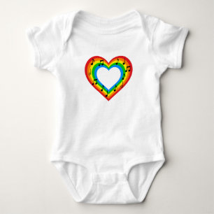 Musik ist Liebe Regenbogen Herz Bodysuit Baby Strampler