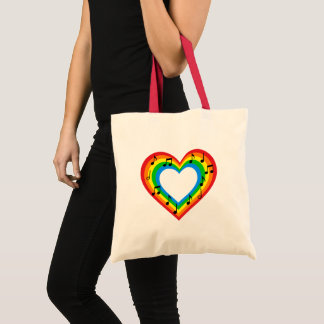 Musik ist Liebe Regenbogen Herz Einkaufstasche
