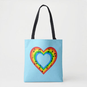 Musik ist Liebe Regenbogen Herz Tasche