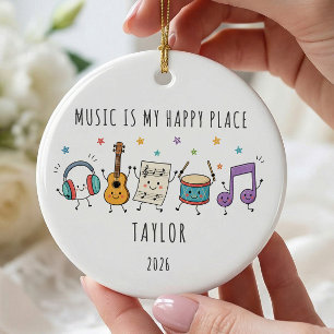 Musik ist mein glücklicher Ort Kinder Weihnachtssc Keramik Ornament