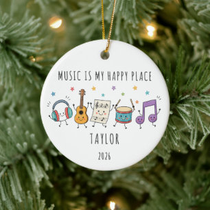Musik ist mein glücklicher Ort Kinder Weihnachtssc Keramik Ornament