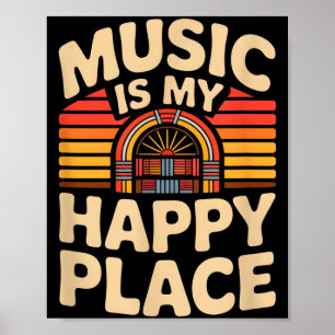 Musik ist mein glücklicher Ort lustiger retro Juke Poster