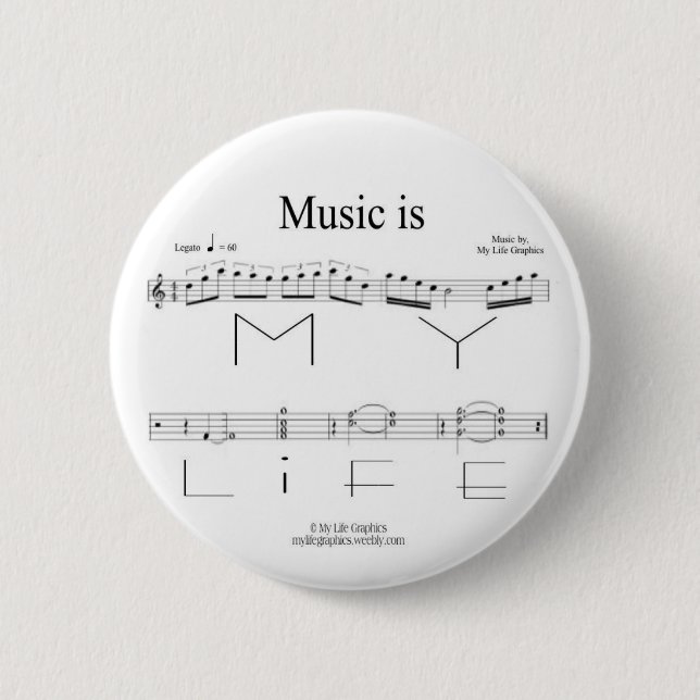 Musik ist mein Leben-Knopf Button (Vorderseite)