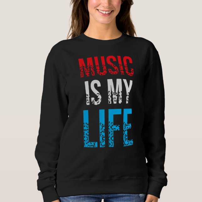 Musik ist mein Leben lang Live Rock and Roll Sweatshirt (Vorderseite)