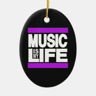 Musik ist mein lila Leben Keramik Ornament