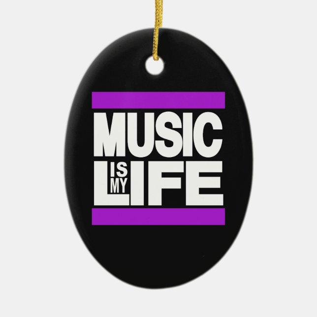 Musik ist mein lila Leben Keramik Ornament (Vorne)