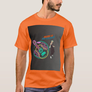 Musik ist meine Flucht – Neon-Gitarre und Anime-Ju T-Shirt