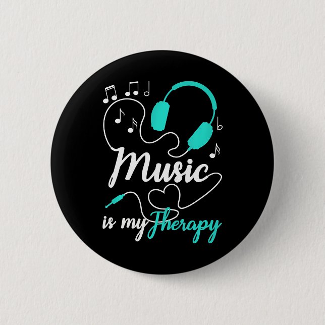 Musik ist meine Therapie Niedlich Music Lover Button (Vorderseite)