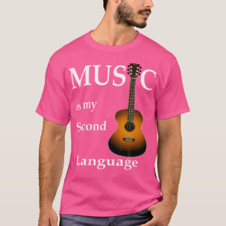 Musik ist meine zweitsprachige akustische Gitarre T-Shirt