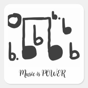 Musik ist Power Schwarzweiß-Aufkleber Quadratischer Aufkleber