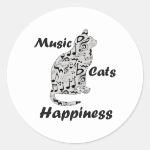 Musik Katzen Glück - Katzenliebhaber Musiker Runder Aufkleber