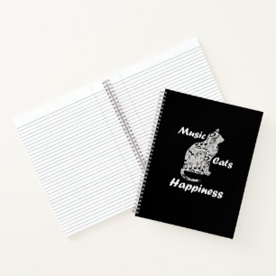 Musik Katzen Glück - Musiker Liebhaber Zitat Notizbuch