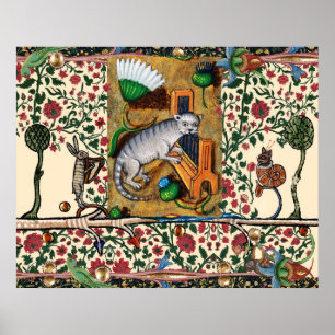 MUSIK, KATZSPIELORGAN, MEDIEVAL BESTIARY MUSIC POSTER