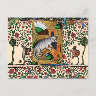 MUSIK, KATZSPIELORGAN, MEDIEVAL BESTIARY MUSIC POSTKARTE