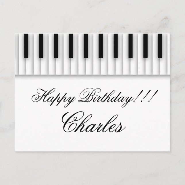 Musik-Klavier befestigt Schwarz-weißes Postkarte (Vorderseite)