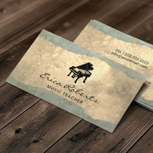 Musik Klavier Logo Vintage Bronze & Gold Musik Visitenkarte