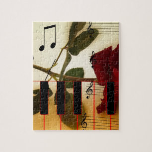 Musik Klaviertasten Noten Lehrer Rosen Instrumente Puzzle