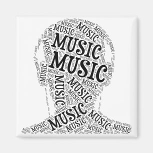 Musik Kopf Wort Bild Magnet
