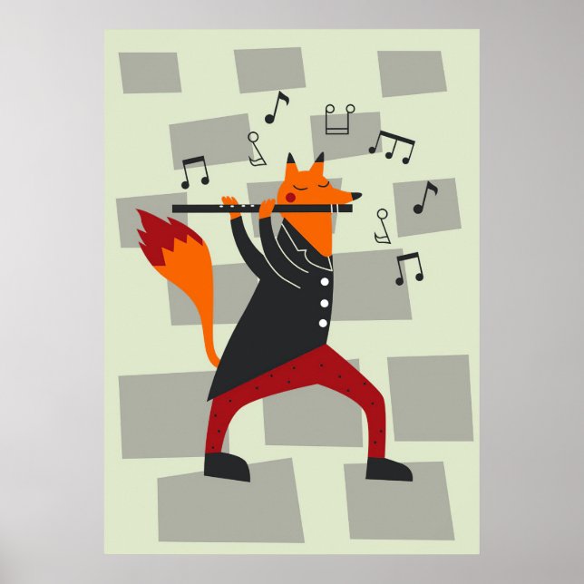 Musik Kunst und Flöte Poster (Vorne)