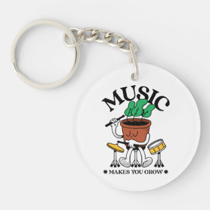 Musik Lässt Dich Grow Plant Drummer Wachsen Schlüsselanhänger