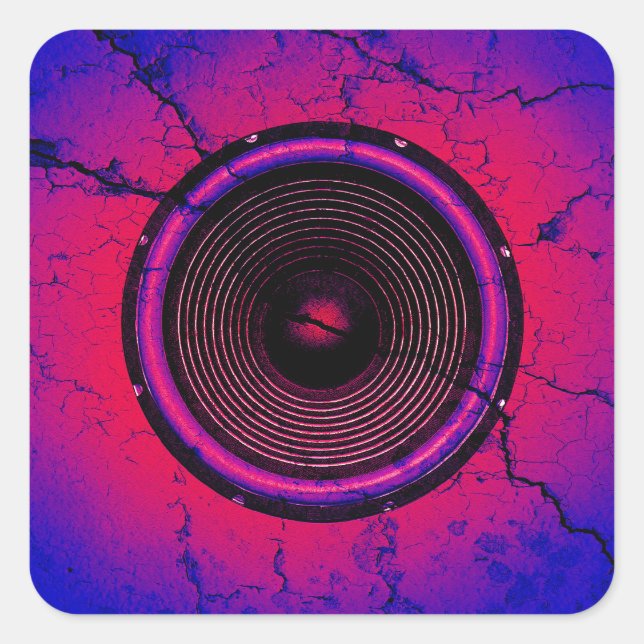Musik-Lautsprecher an einer knackigen Wand Quadratischer Aufkleber (Vorderseite)