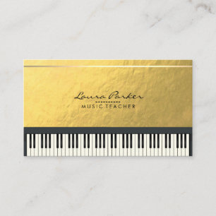 Musik-Lehrer-Klavier-Tastatur-Musiker-Goldfolie Visitenkarte