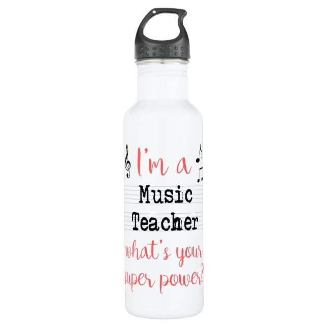 Musik-Lehrer-SuperPower-Flasche Trinkflasche (Vorderseite)