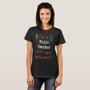 Musik-Lehrer-SuperPower-Shirt - Schwarzes T-Shirt