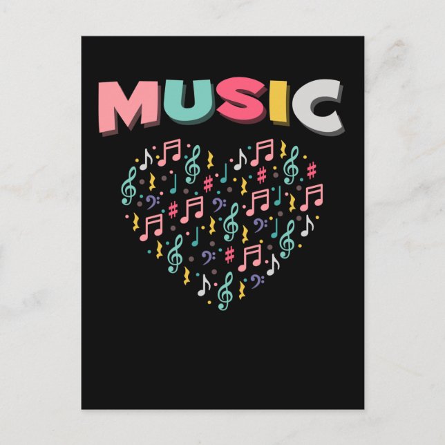 Musik Liebe Farbenfrohe Treble Clef Musikalische N Postkarte (Vorderseite)