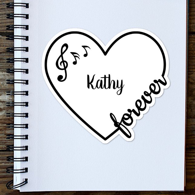 Musik - Liebe - Herz-Linie Individuelle Name Aufkleber (Von Creator hochgeladen)