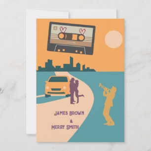 Musik Liebe Songs Cassette Orange City Wedding Einladung