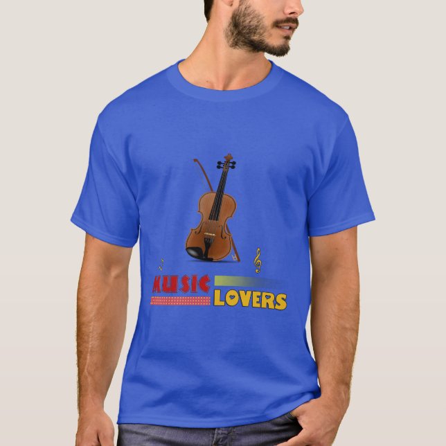 Musik Liebt Geige Word Art Design T-Shirt (Vorderseite)