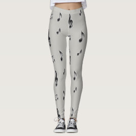 Musik liebt musikalische Note Schwarz und Grau Leggings
