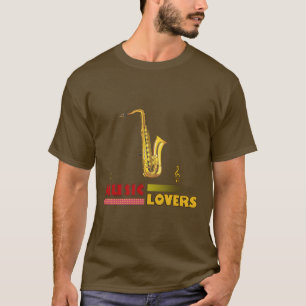 Musik liebt Saxophon Word Art Design T-Shirt