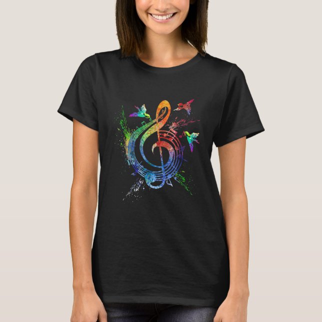 Musik liebt T-Shirts Treble Clever mit farbenfrohe (Vorderseite)
