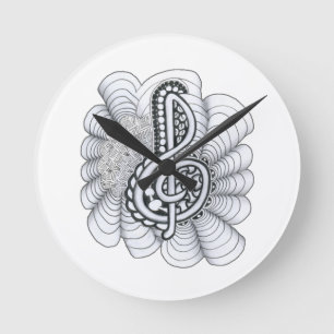 Musik liebt Treble Clef Design Runde Wanduhr