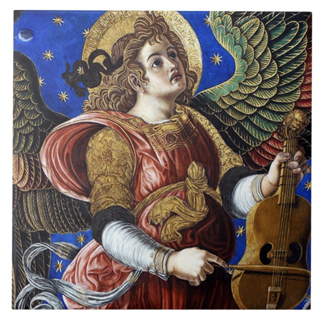 MUSIK MACHEN ANGEL MIT EINEM VIELEN Weihnachten Fliese (Vorderseite)