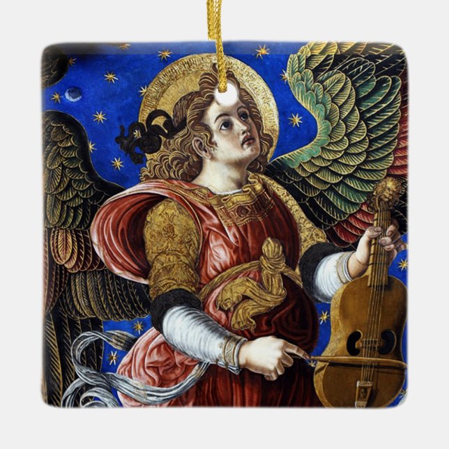 MUSIK MACHEN ANGEL MIT EINEM VIELEN Weihnachten Keramikornament (Vorderseite)