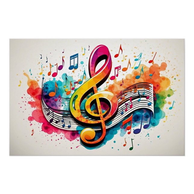 Musik machen, buntes Design, künstliche Intelligen Poster (Vorderseite)