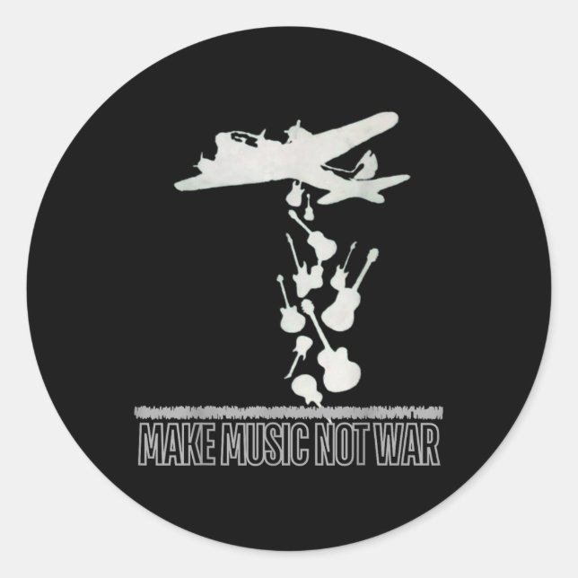 Musik machen. Kein Krieg. Runder Aufkleber (Vorderseite)