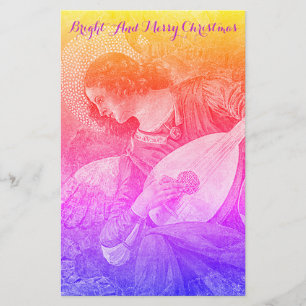 MUSIK MACHT CHRISTMAS ANGEL Pink Blue Yellow Briefpapier
