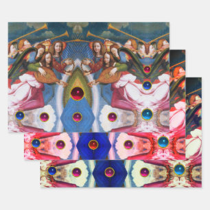 MUSIK MACHT CHRISTMAS ANGELS Farbige Edelsteine Geschenkpapier Set