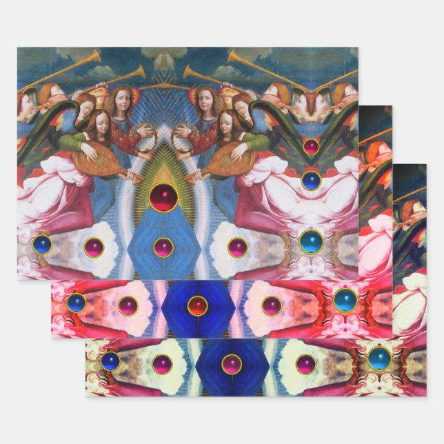 MUSIK MACHT CHRISTMAS ANGELS Farbige Edelsteine Geschenkpapier Set (Set)