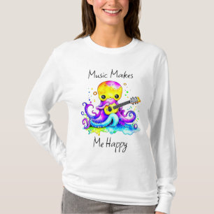 Musik Macht Mich Glücklich Oktopus spielt Gitarr T-Shirt
