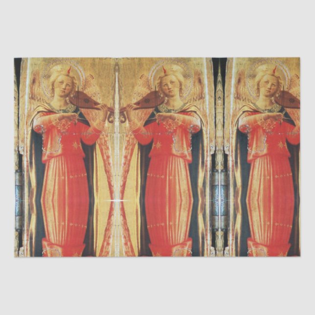 MUSIK MAKING ANGELN IN ROT UND GOLD Weihnachten Seidenpapier (Vorderseite)