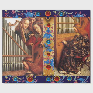 MUSIK MAKING ANGELS FLORAL CHRISTMAS PARCHMENT GESCHENKPAPIER