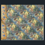 MUSIK MAKING CHRISTMAS ANGELS,JOY PEACE LIEBE GESCHENKPAPIER<br><div class="desc">Musikalische Lute,  Mandoline,  antike Geige spielen Engel Blumenparchment mit roten blauen Blumen,  klassische italienische Renaissance Meisterwerke von Melozzo da Forli,  Detail eines Fresks c.1480.</div>