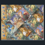 MUSIK MAKING CHRISTMAS ANGELS,JOY PEACE LIEBE GESCHENKPAPIER<br><div class="desc">Musikalische Instrumente,  Lute,  Mandoline,  antike Geige spielen Engel Blumenparchment mit roten blauen Blumen,  Klassische italienische Meisterwerke der Renaissance von Melozzo da Forli,  Detail eines Fresks c.1480.</div>