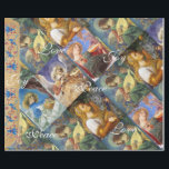 MUSIK MAKING CHRISTMAS ANGELS,JOY PEACE LIEBE GESCHENKPAPIER<br><div class="desc">Musikalische Instrumente,  Lute,  Mandoline,  antike Geige spielen Engel Blumenparchment mit roten blauen Blumen,  Klassische italienische Meisterwerke der Renaissance von Melozzo da Forli,  Detail eines Fresks c.1480.</div>
